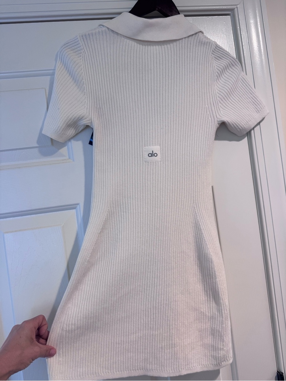 ALO Yoga White / Cream Ribbed Polo Tunic Dress Very Flattering Size Small